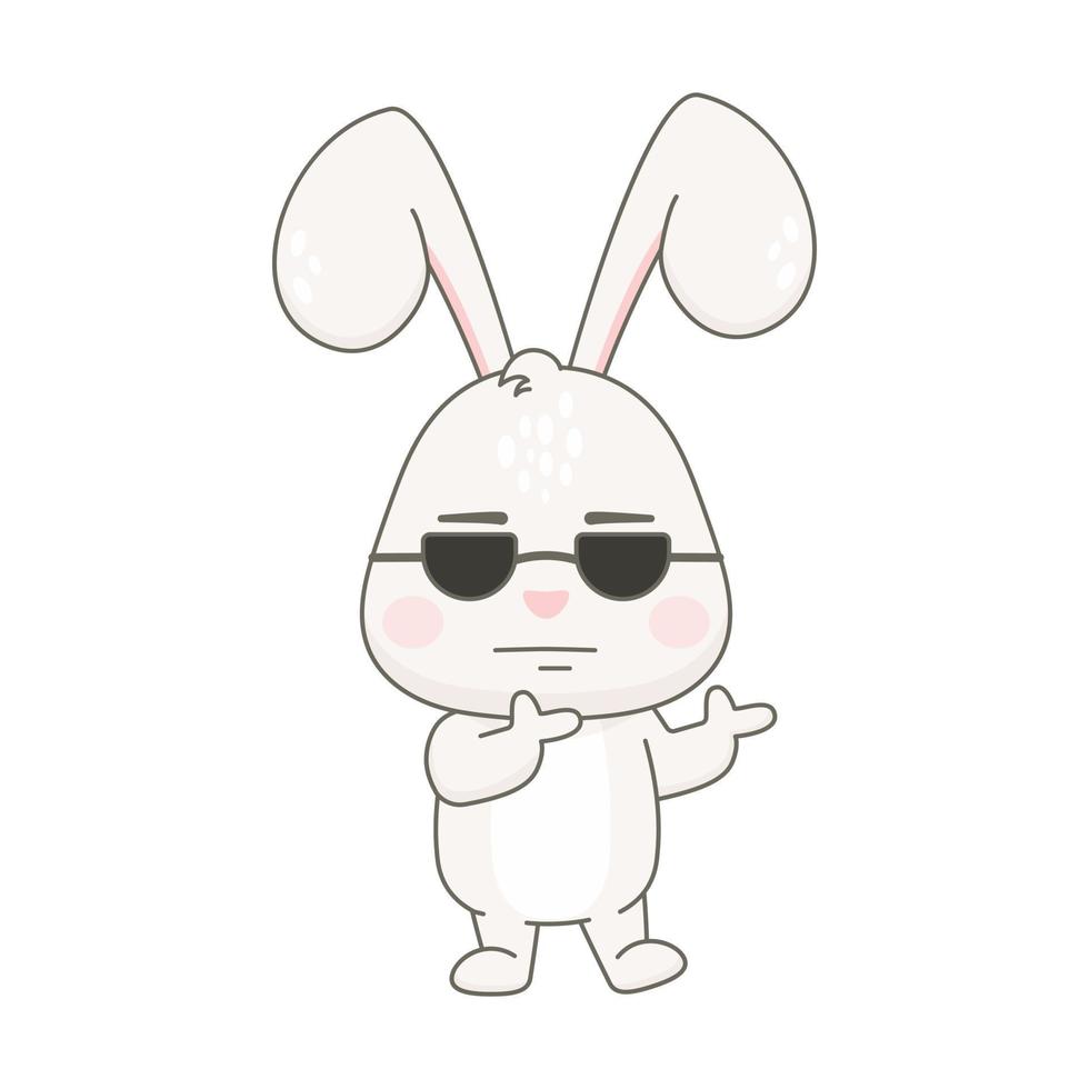 Cute rabbit character isolated on white. vector