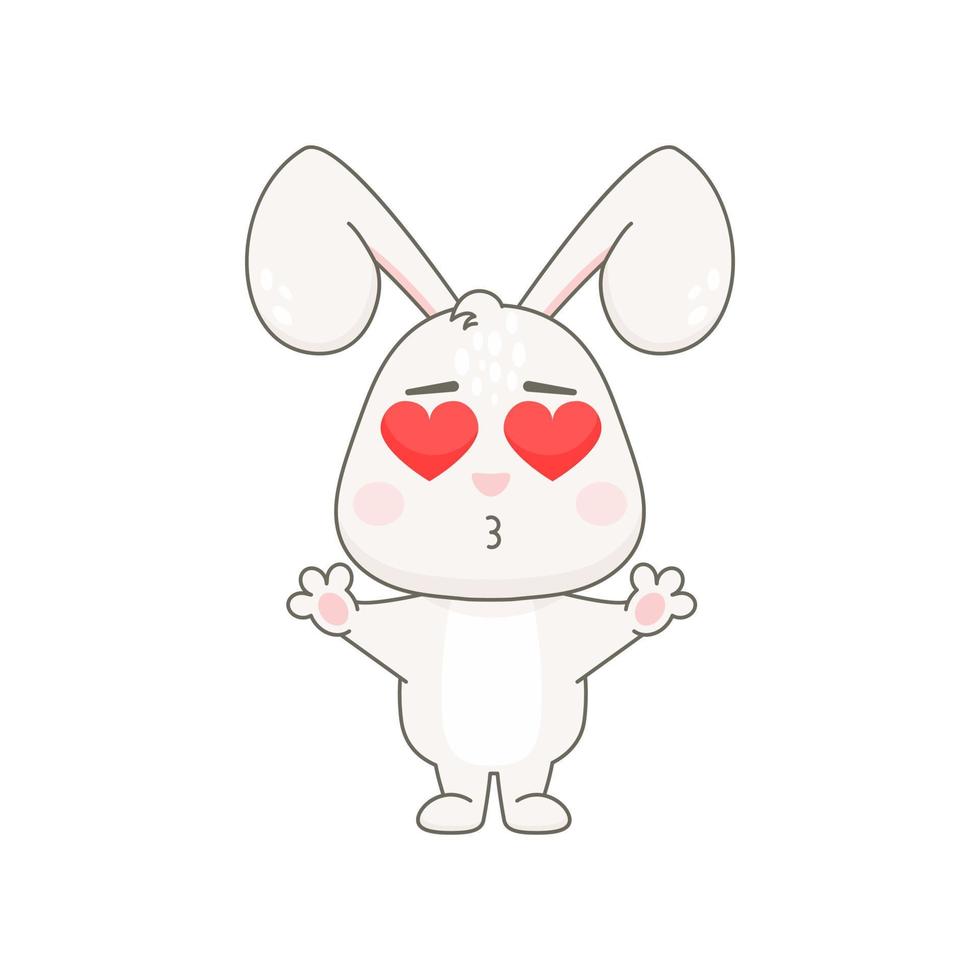 Cute rabbit character isolated on white. Easter bunny vector illustration.