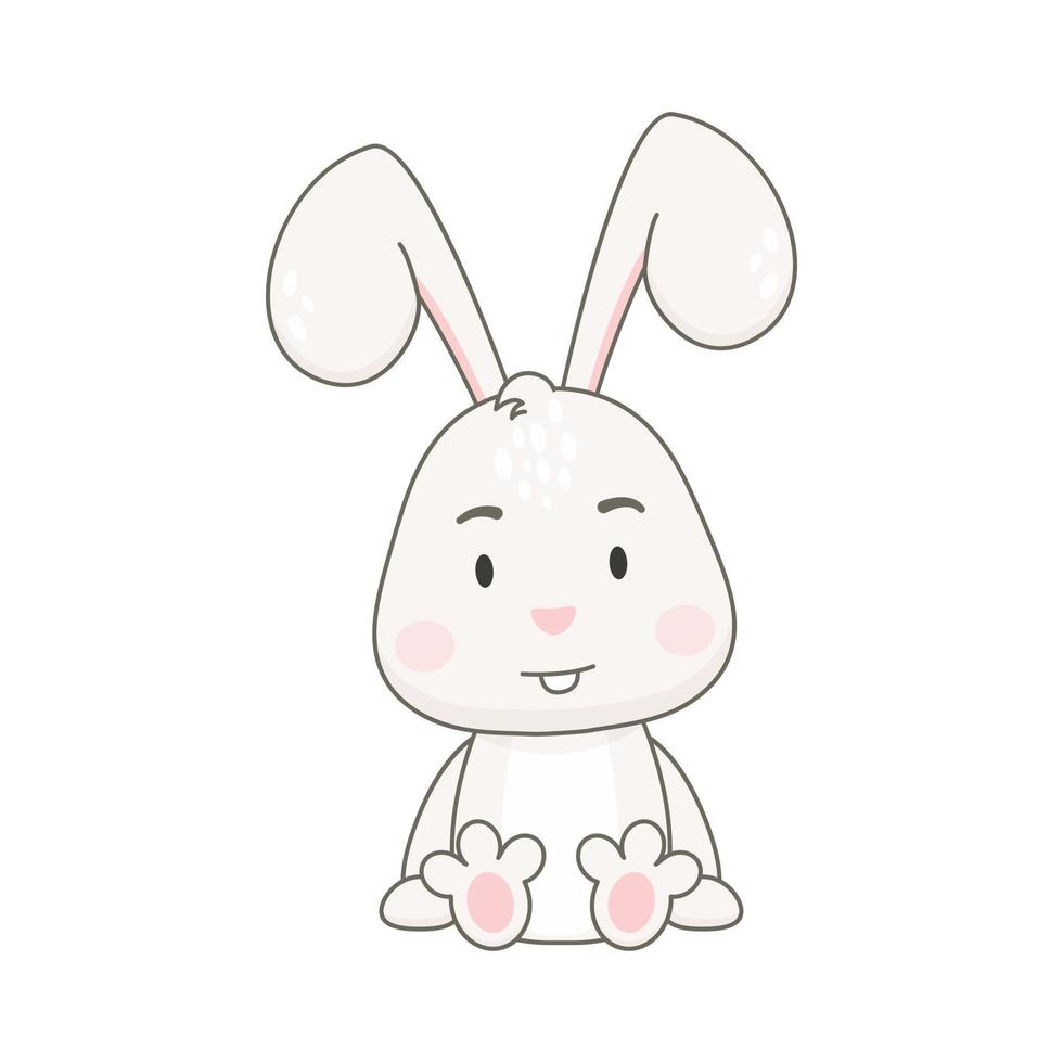Cute rabbit character isolated on white. vector