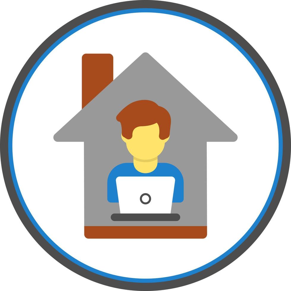 Man Working at Home Vector Icon Design