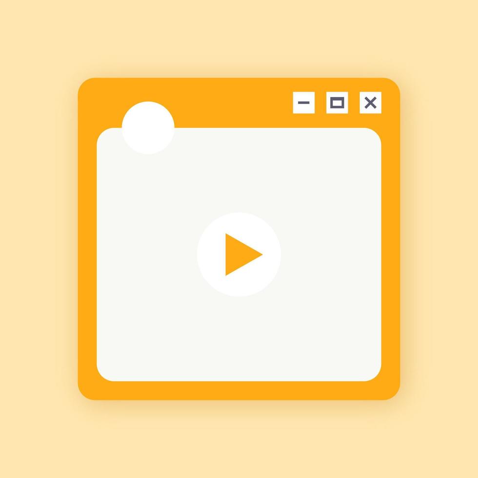 Square video player for social media application interface. Short video mockup in flat design style. vector