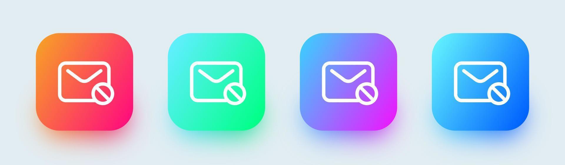 Block message line icon in square gradient colors. Mail signs vector illustration.