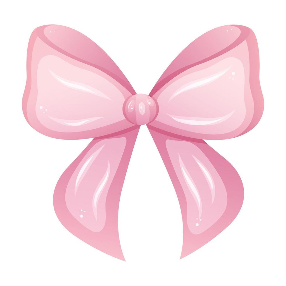 Pink bow. Design element in cartoon style vector