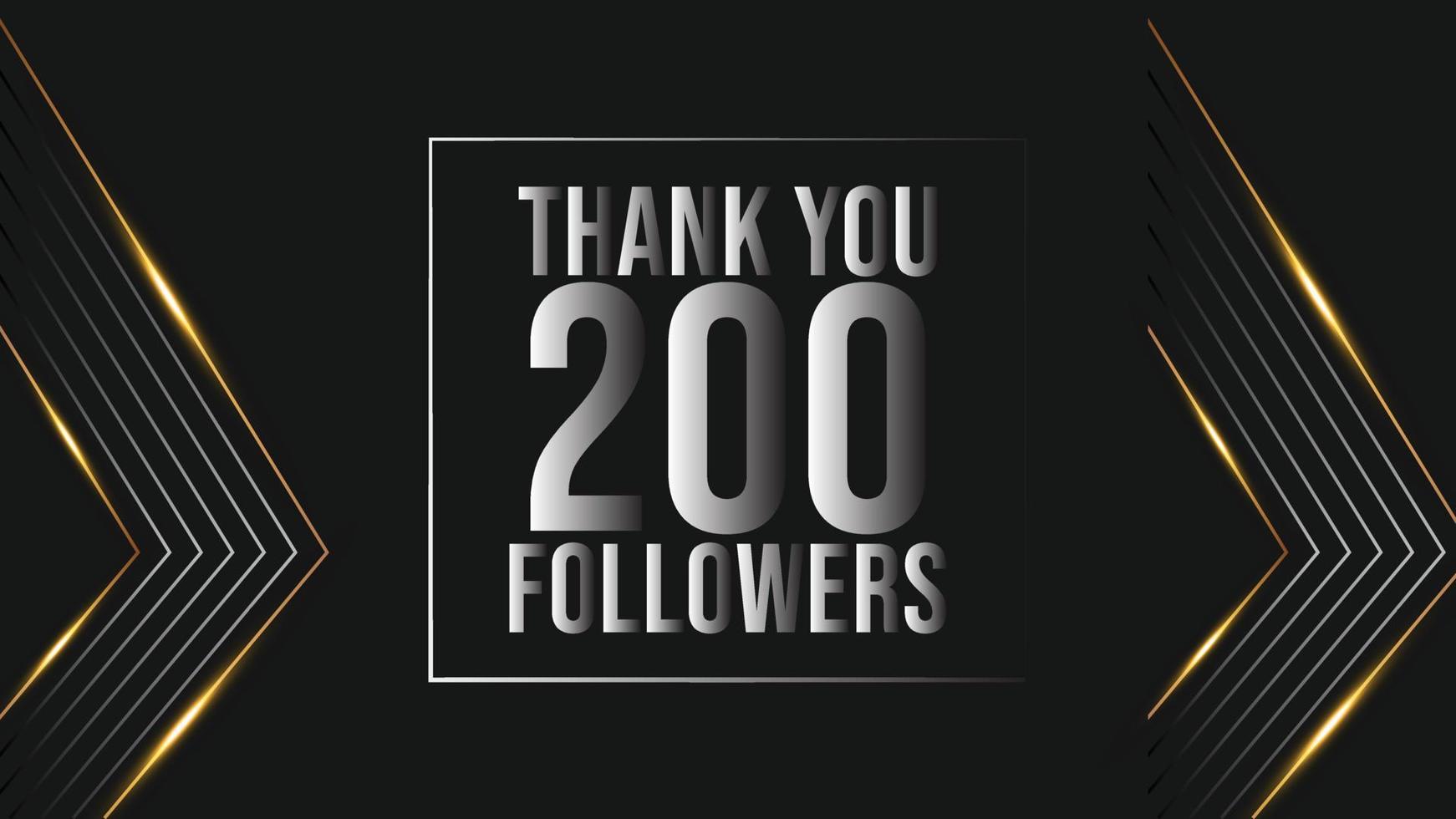 Thank you template for social media hundred followers, subscribers, like. 200 followers user Thank you celebrate of 200 subscribers and followers vector