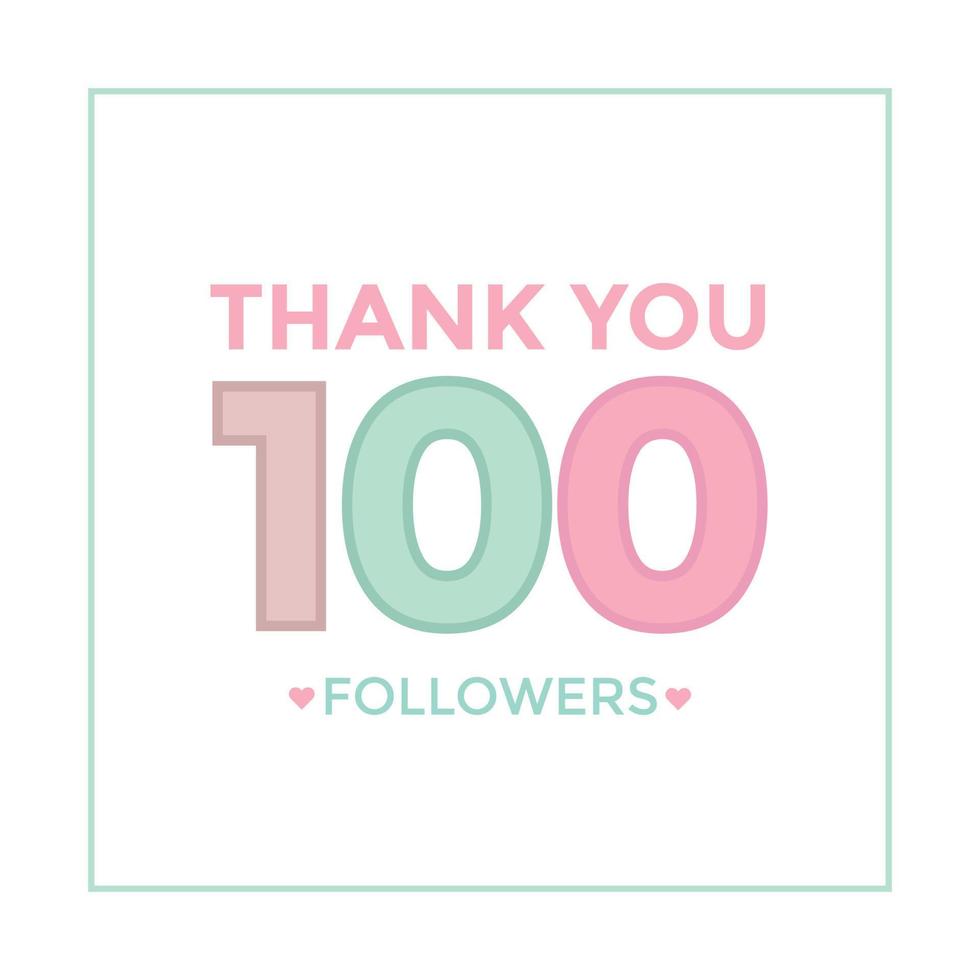 Thank you banner for social friends and followers. Thank you 100 followers vector