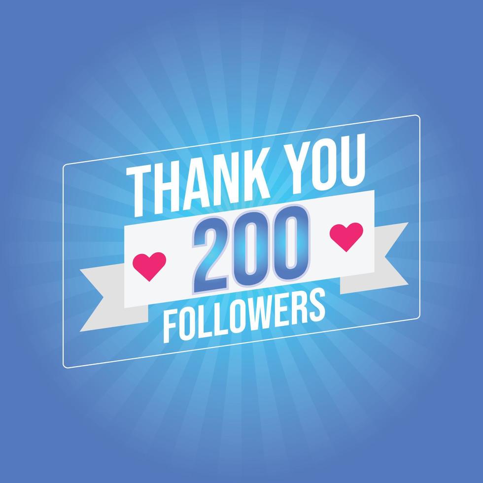 gracias plantilla para redes sociales cien seguidores, suscriptores, me gusta. 200 seguidores usuario gracias celebrar de 200 suscriptores y seguidores vector