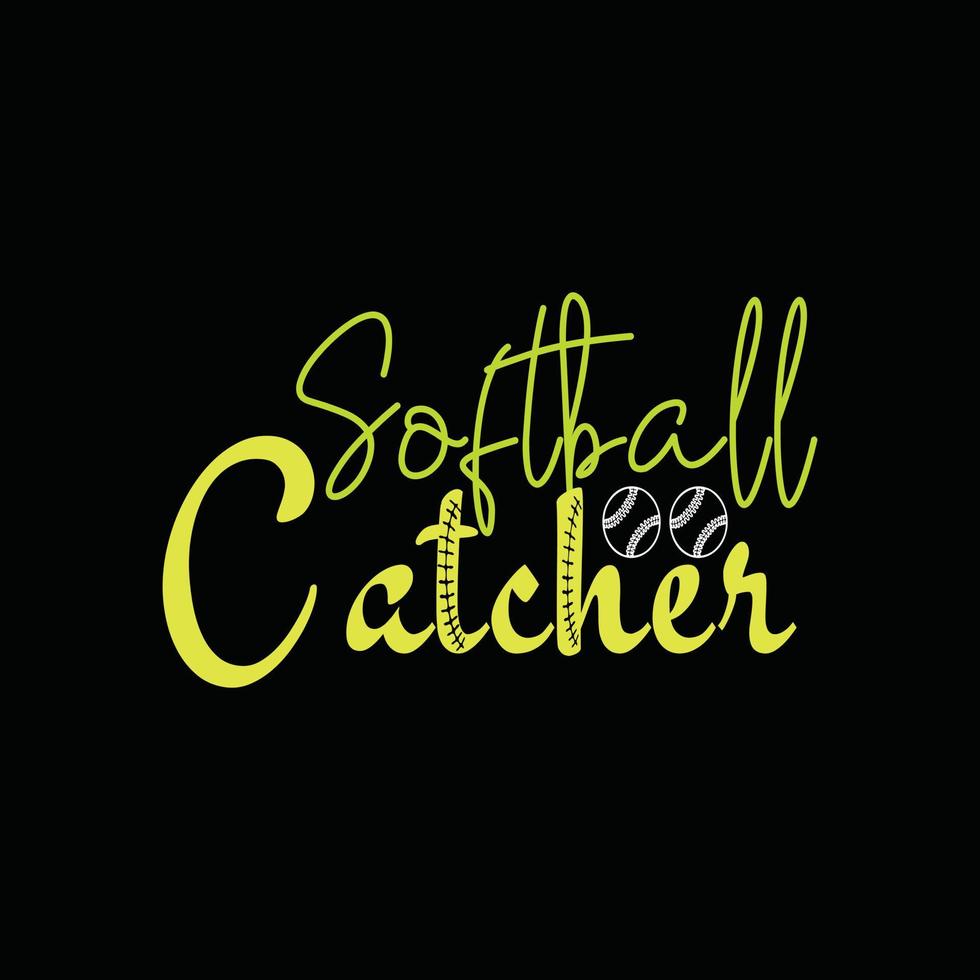 diseño de camisetas vectoriales de receptor de softbol. diseño de camiseta de béisbol. se puede utilizar para imprimir tazas, diseños de pegatinas, tarjetas de felicitación, afiches, bolsos y camisetas. vector