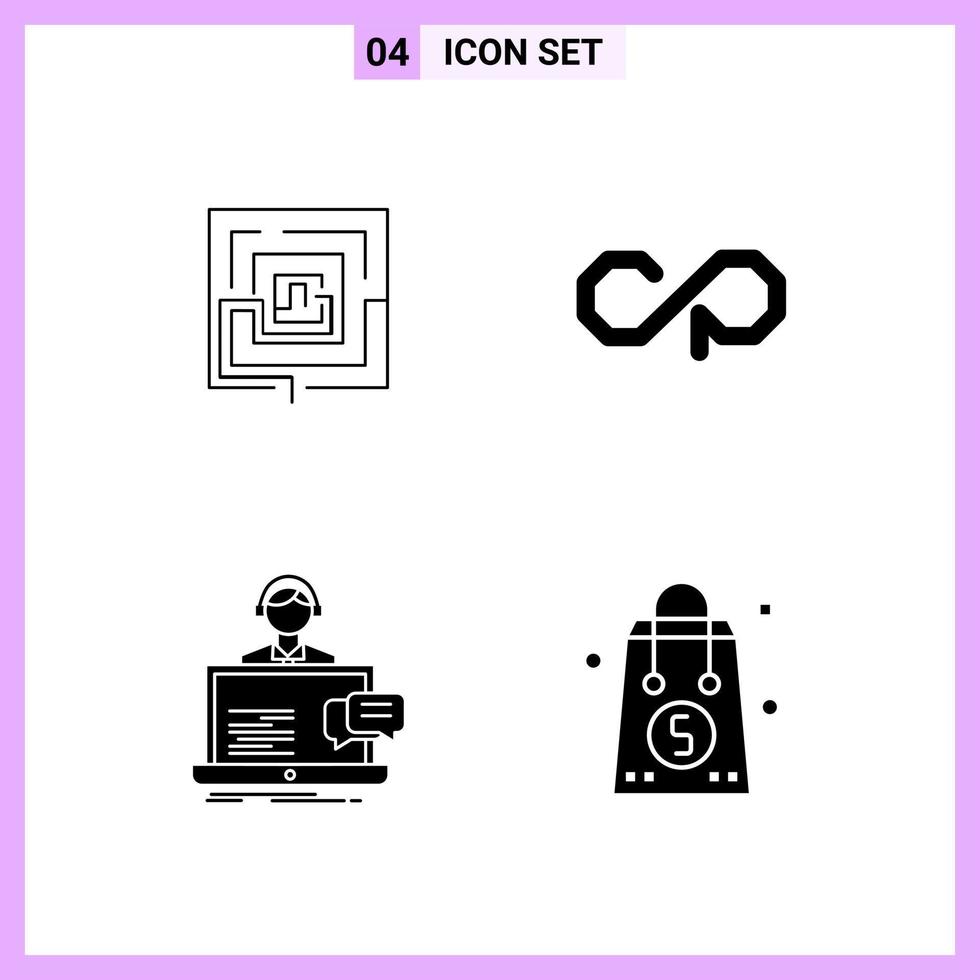 4 Icons in Solid Style Glyph Symbols on White Background Creative Vector Signs for Web mobile and Print Creative Black Icon vector background