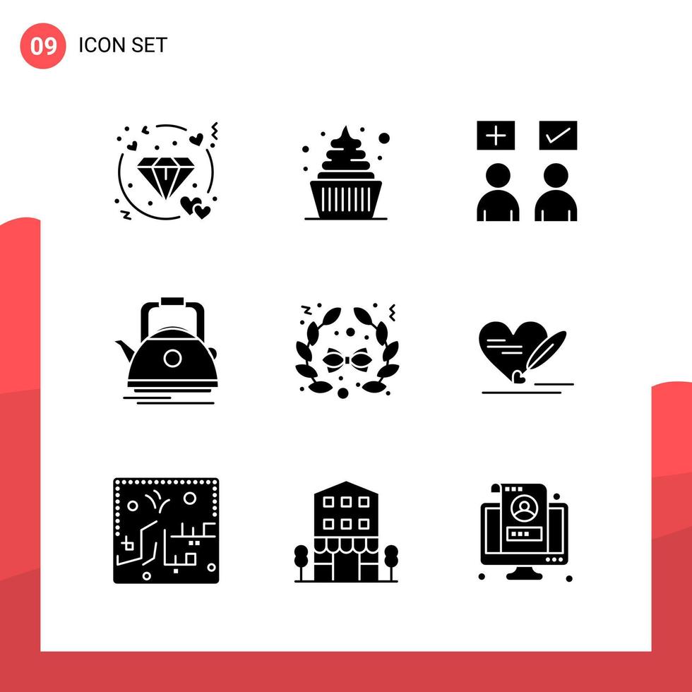 paquete de 9 iconos de glifos universales para medios impresos sobre fondo blanco fondo de vector de icono negro creativo