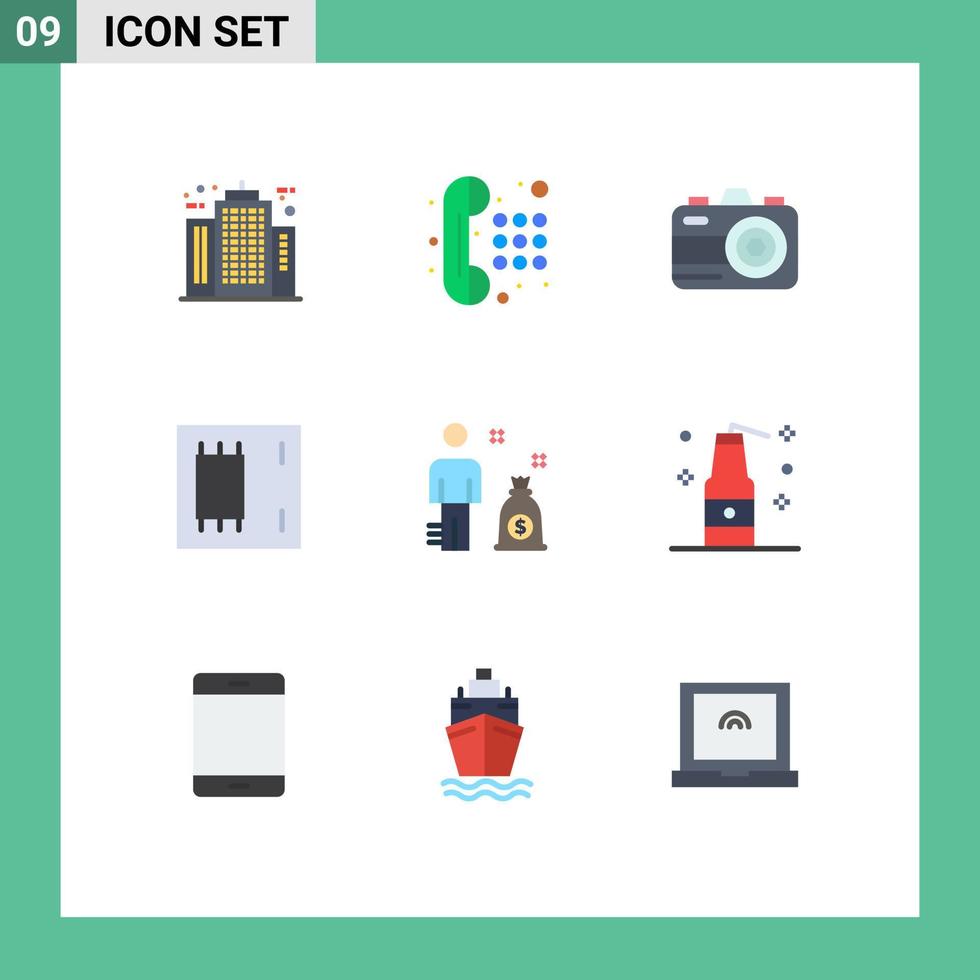 Set of 9 Modern UI Icons Symbols Signs for business mainboard dial pad electronics chip Editable Vector Design Elements