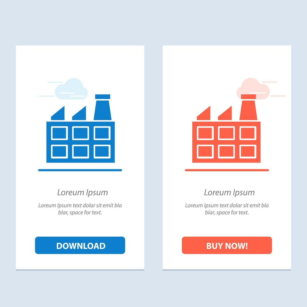 Construction Factory Industry  Blue and Red Download and Buy Now web Widget Card Template vector