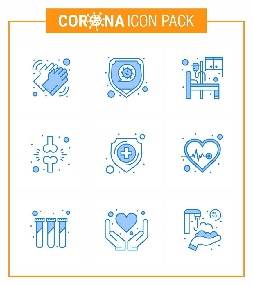 covid19 protección coronavirus pendamic 9 conjunto de iconos azules como la fracción del paciente virus sala de frenos coronavirus viral 2019nov enfermedad vector elementos de diseño