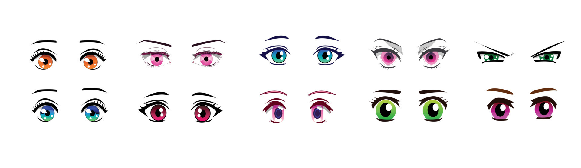 Set of eyes in anime or manga style 22101914 Vector Art at Vecteezy