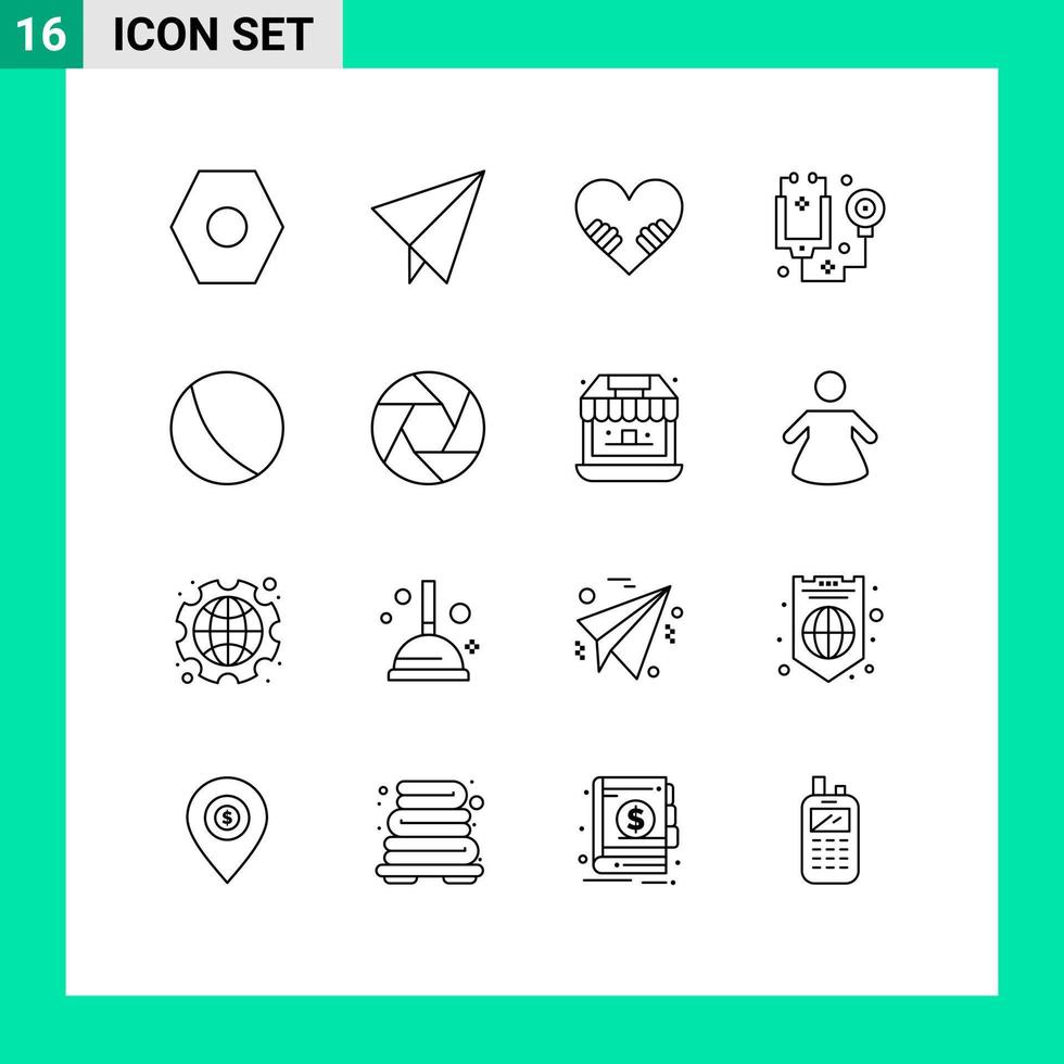 16 Creative Icons Modern Signs and Symbols of focus aperture doctor toy baby Editable Vector Design Elements