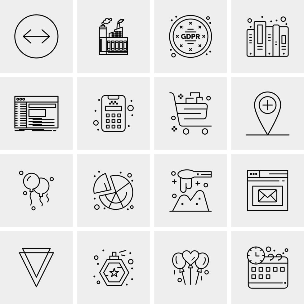 16 iconos de negocios universales vector ilustración de icono creativo para usar en proyectos relacionados con la web y dispositivos móviles