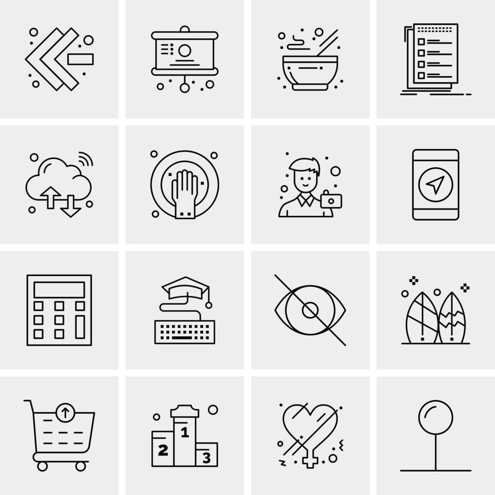 16 iconos de negocios universales vector ilustración de icono creativo para usar en proyectos relacionados con la web y dispositivos móviles