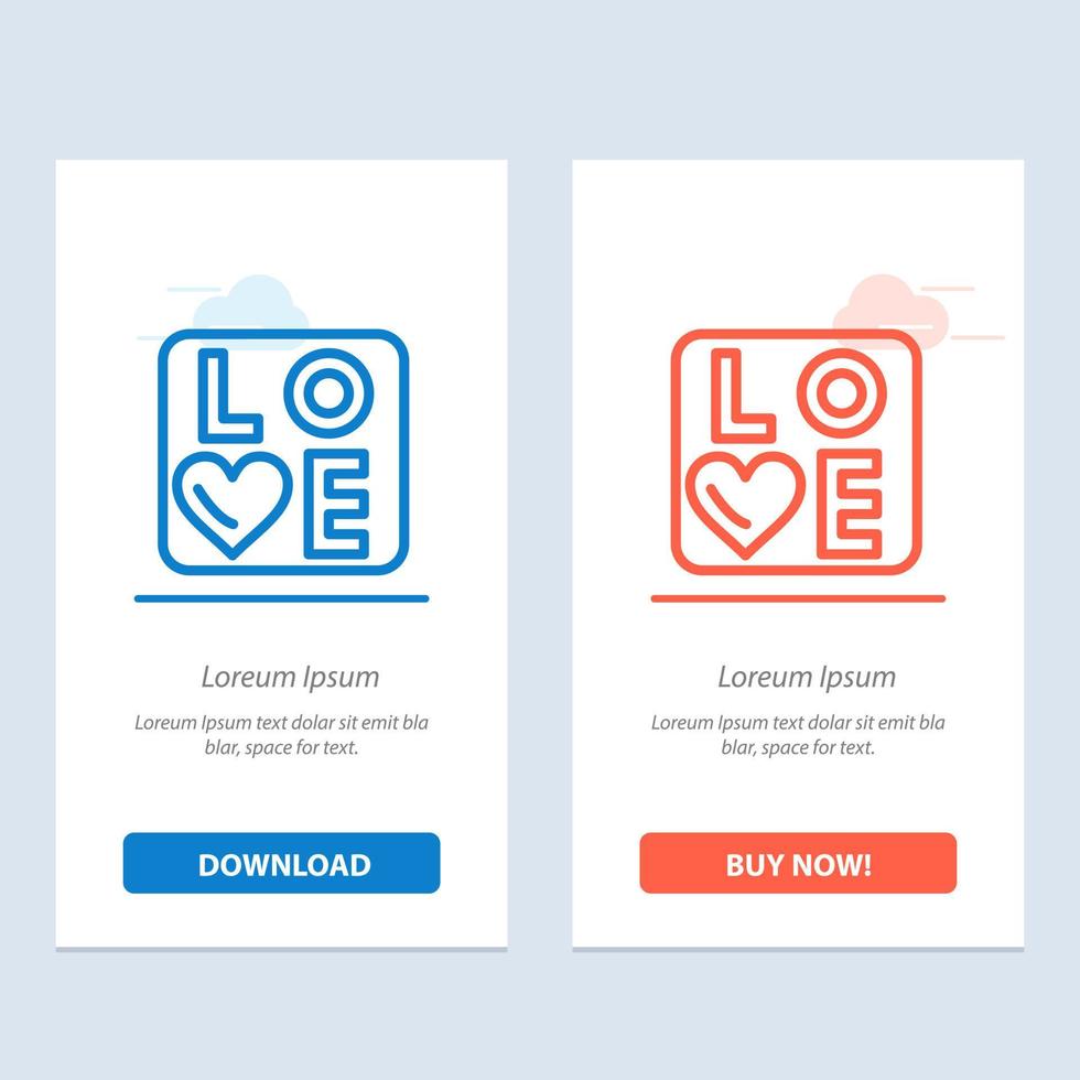 Sign Love Heart Wedding  Blue and Red Download and Buy Now web Widget Card Template vector