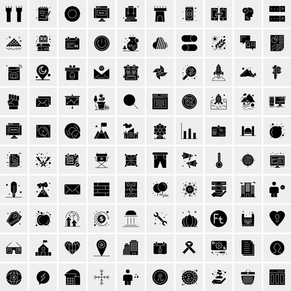 Set of 100 Universal Solid Icons vector