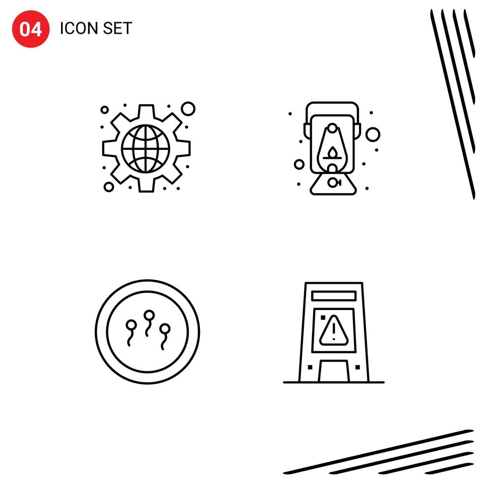 Pictogram Set of 4 Simple Filledline Flat Colors of configuration biology settings oil laboratory Editable Vector Design Elements