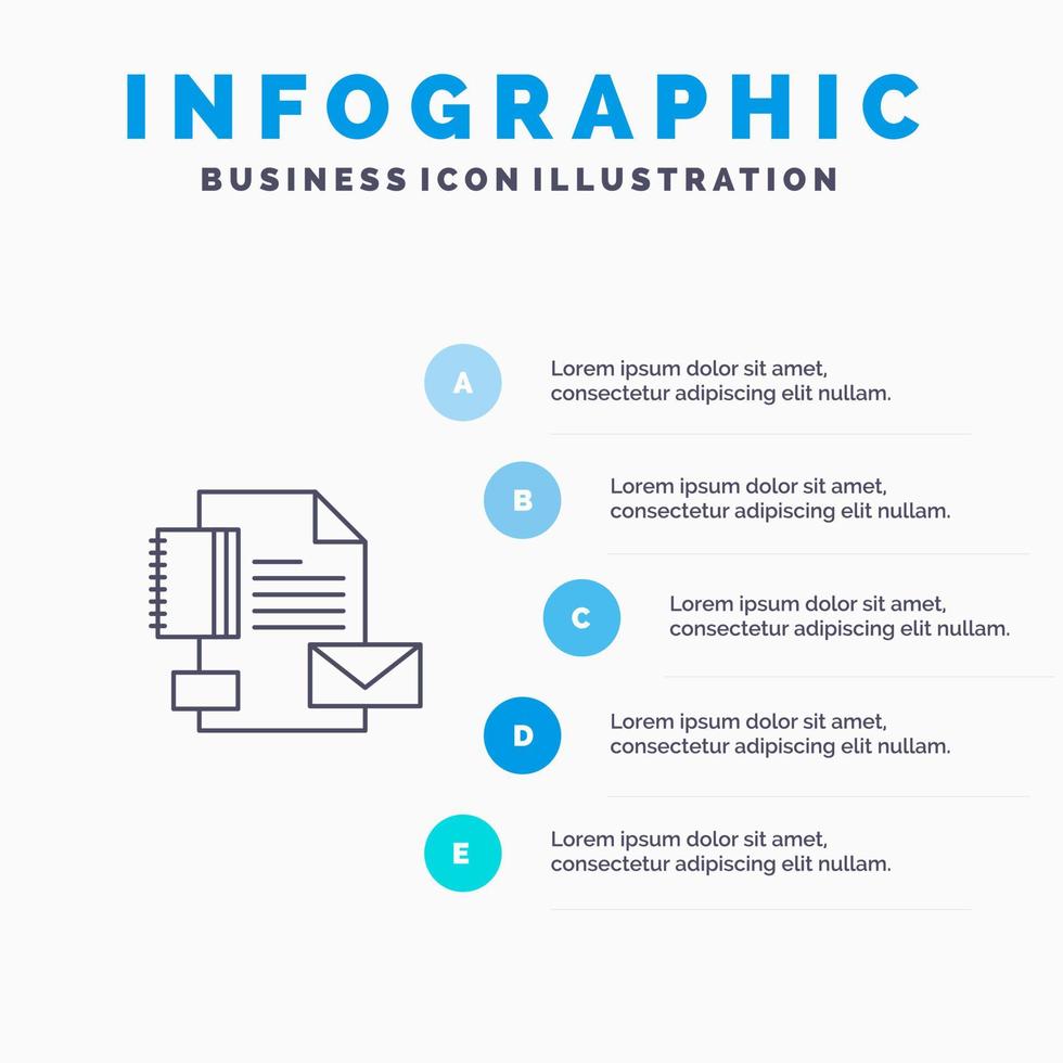 Branding Brand Business Company Identity Line icon with 5 steps presentation infographics Background vector