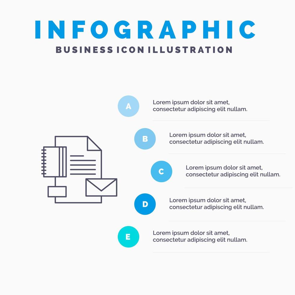 icono de línea de identidad de empresa de marca de marca con fondo de infografía de presentación de 5 pasos vector