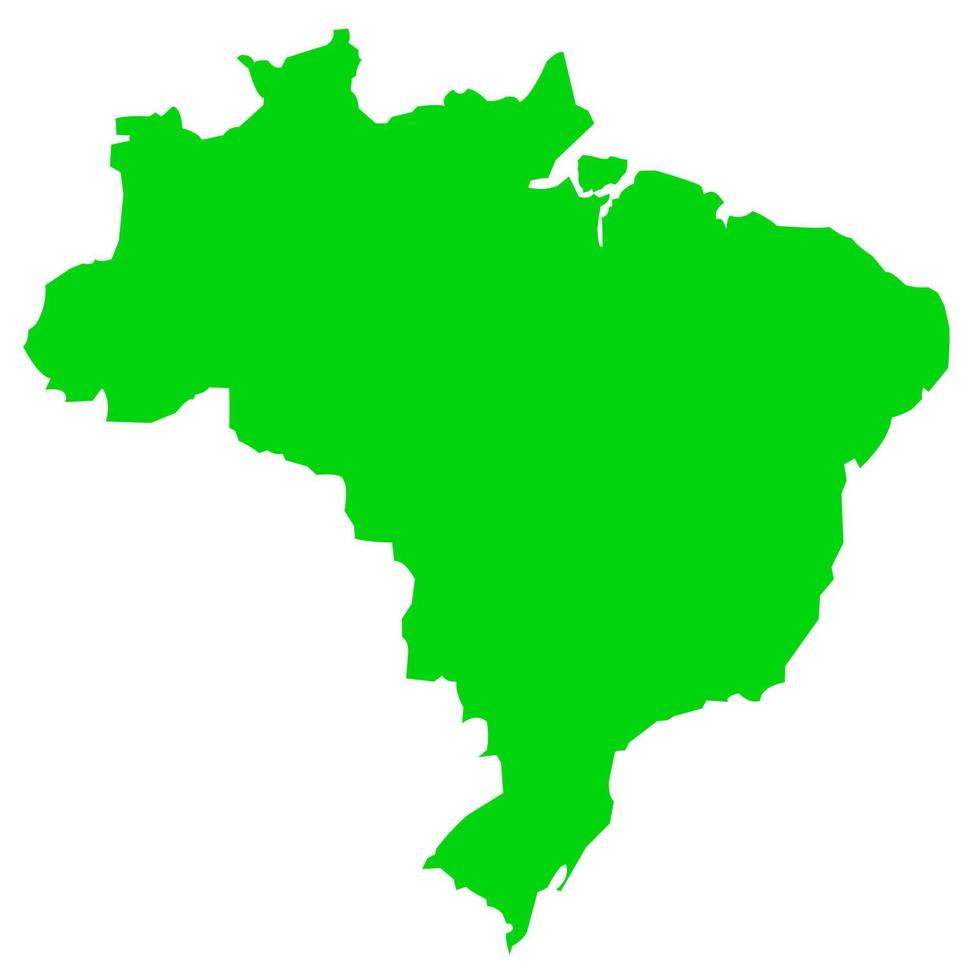 Brazil country map vector illustration on white background. A country located in the eastern part of the continent of South America.