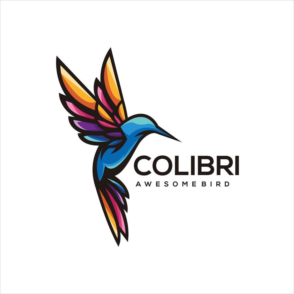 diseño de logotipo de ilustración colorida de pájaro colibrí vector