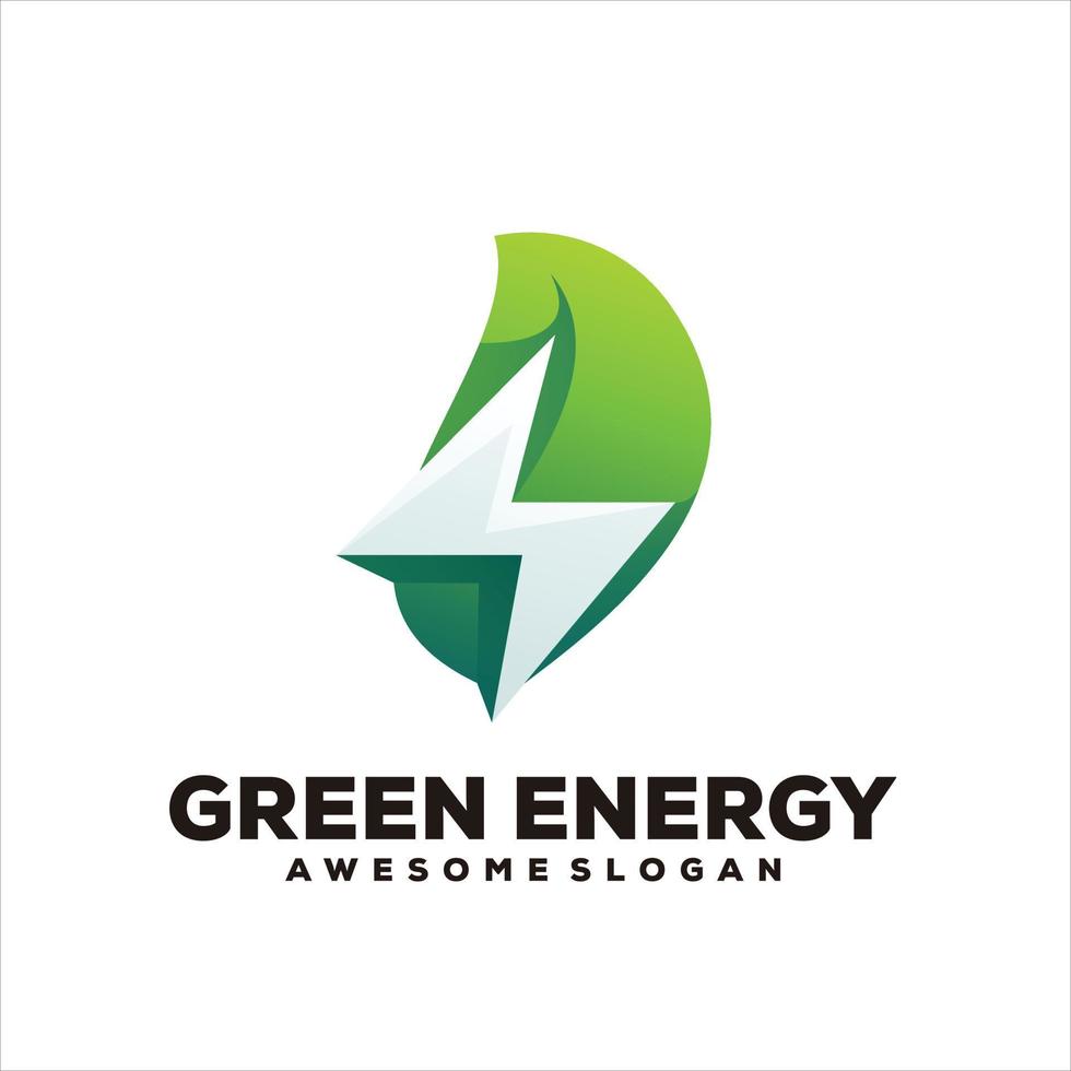 logotipo de ilustración de gradiente de energía de hoja verde vector