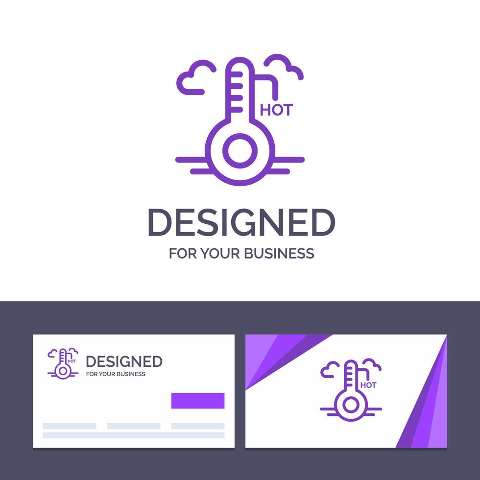 Creative Business Card and Logo template Temperature Hot Weather Update Vector Illustration