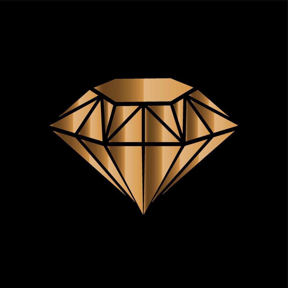 Logotipo de oro en forma de diamante 3d, icono de lujo dorado aislado en fondo negro, ilustración vectorial vector