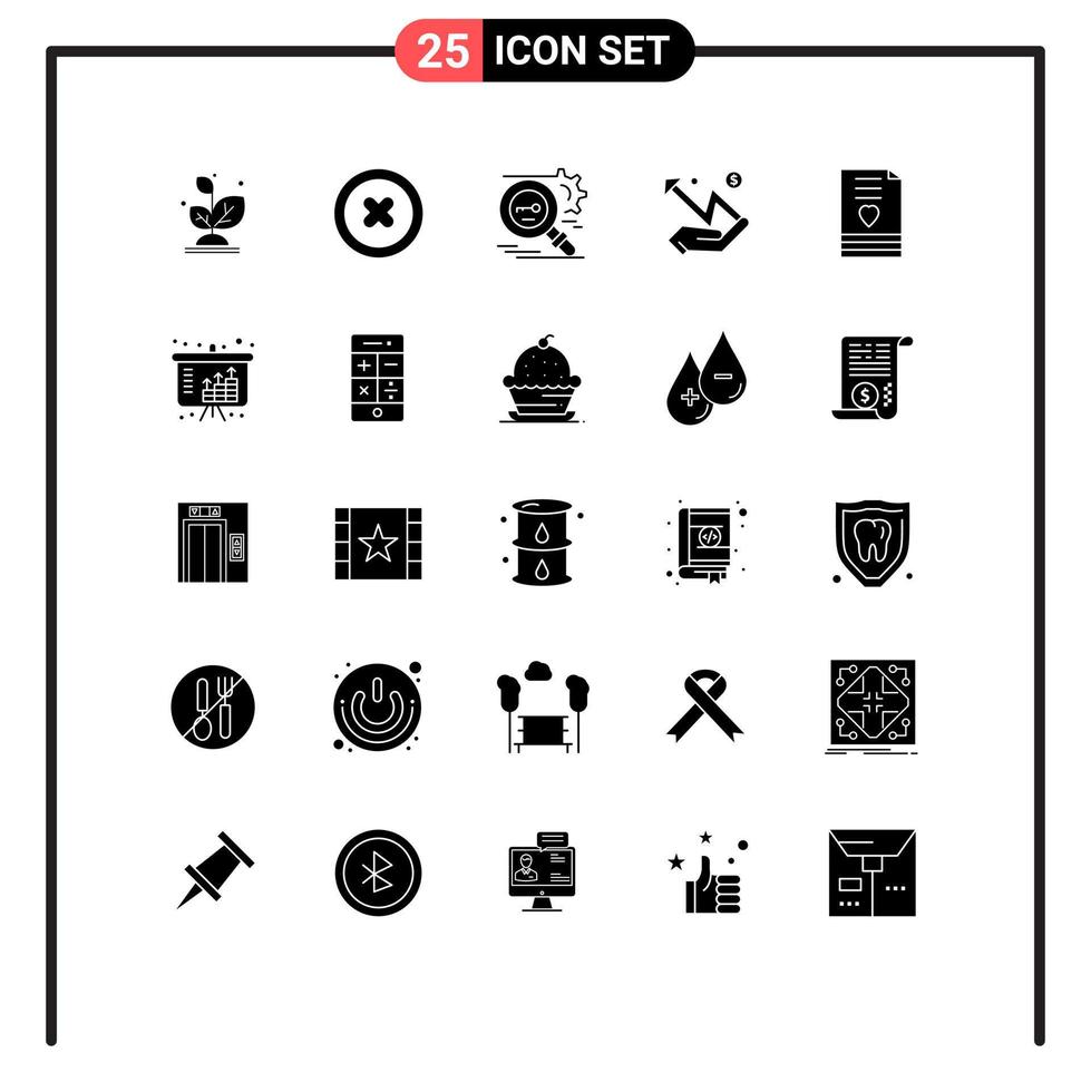 Set of 25 Modern UI Icons Symbols Signs for invitation statistic search money hand Editable Vector Design Elements