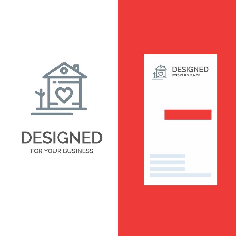 Home House Family Couple Hut Grey Logo Design and Business Card Template vector