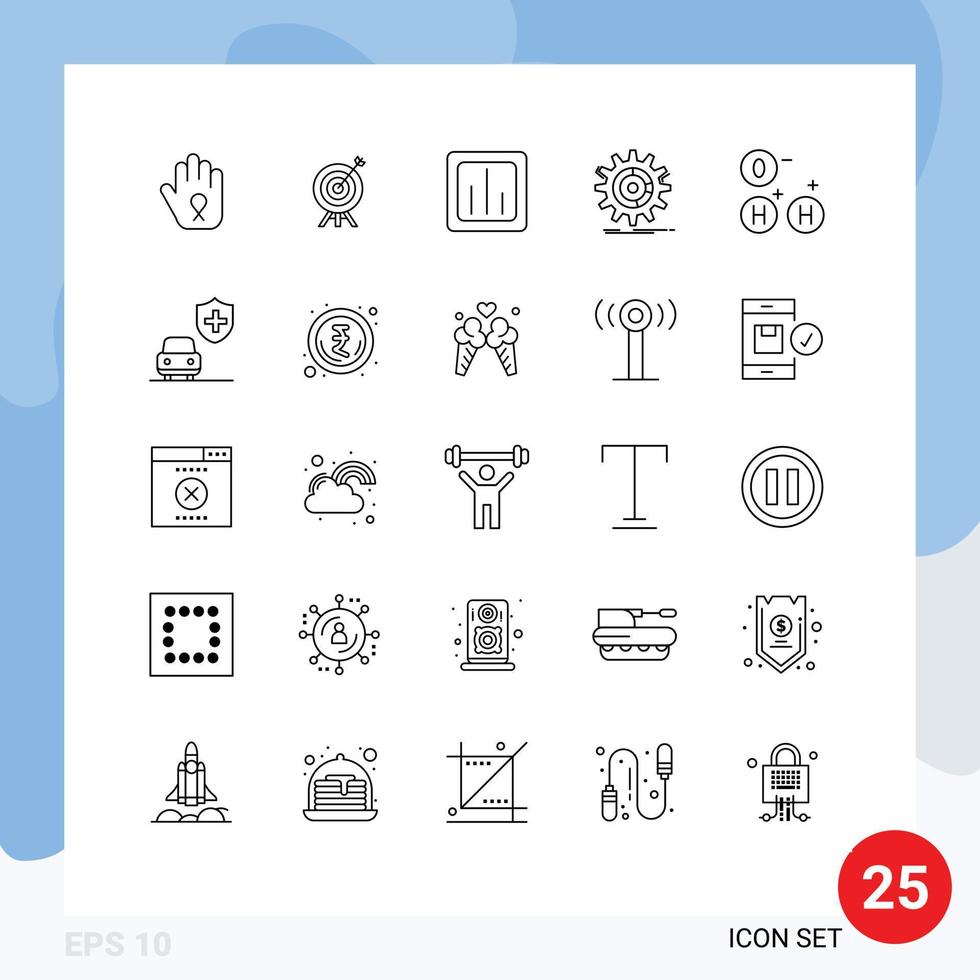 Editable Vector Line Pack of 25 Simple Lines of progress management analytics data statistics Editable Vector Design Elements