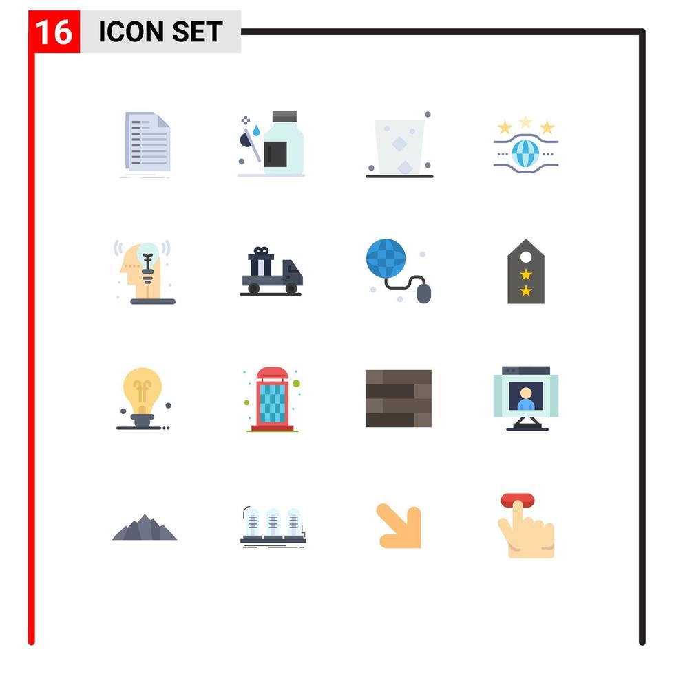 Set of 16 Modern UI Icons Symbols Signs for championship belt medical party drink Editable Pack of Creative Vector Design Elements