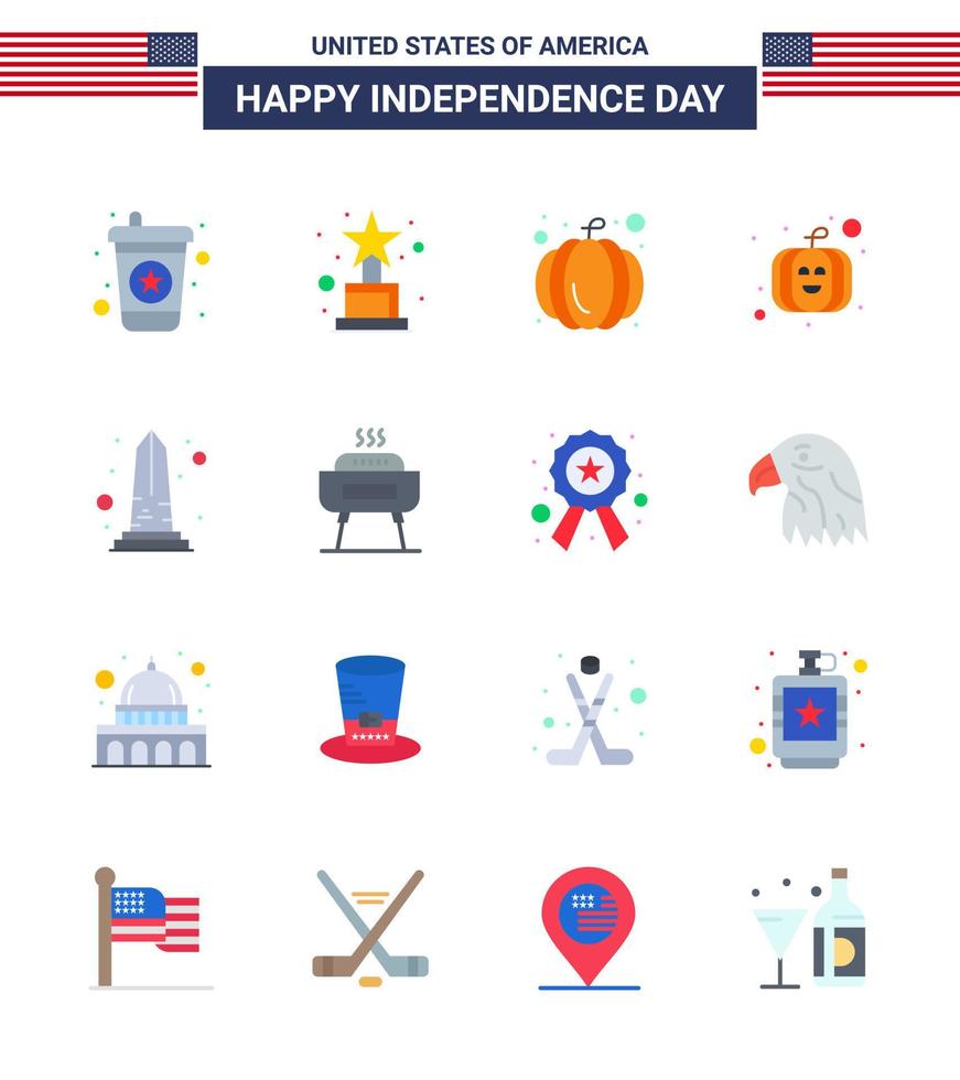 16 Creative USA Icons Modern Independence Signs and 4th July Symbols of holiday celebration usa festival barbeque usa Editable USA Day Vector Design Elements