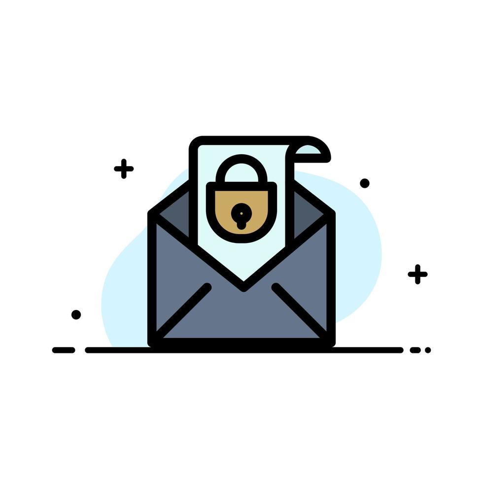 Mail Email Message Security  Business Flat Line Filled Icon Vector Banner Template
