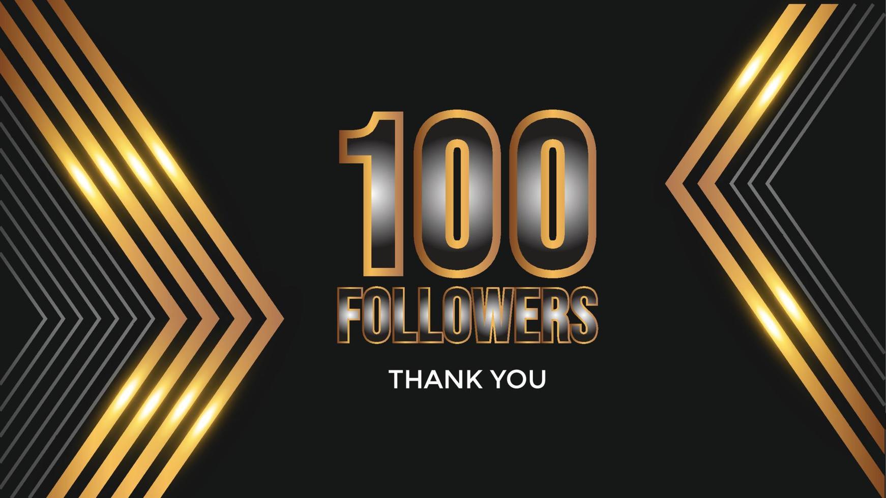 Thank you template for social media. hundred followers, subscribers, like. 100 followers user Thank you celebrate of 100 subscribers and followers. vector