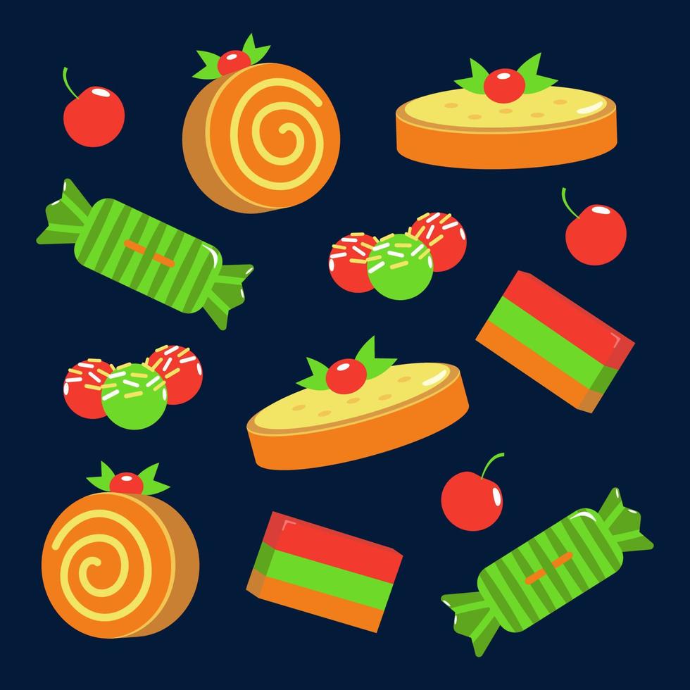 Indonesian food, cakes and snacks pattern vector