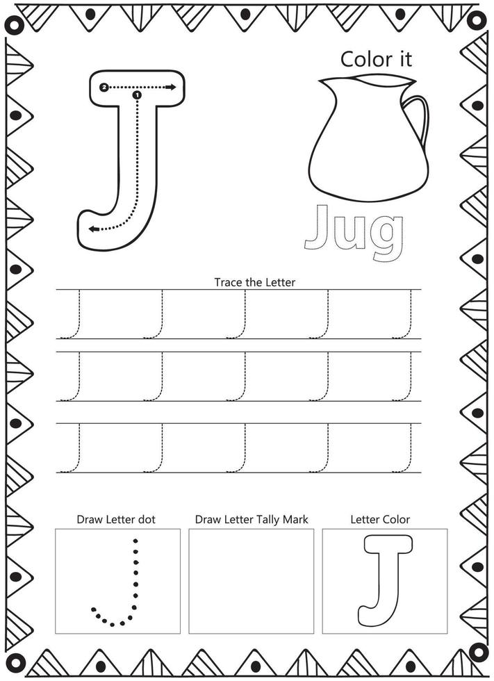 página para colorear de trazado de letras del alfabeto vector