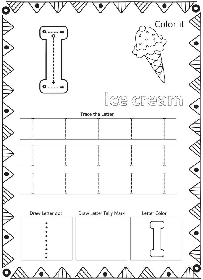 página para colorear de trazado de letras del alfabeto vector