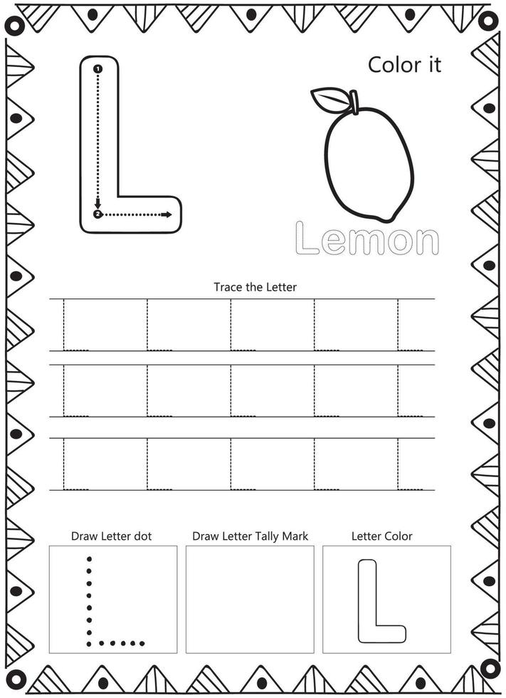 página para colorear de trazado de letras del alfabeto vector