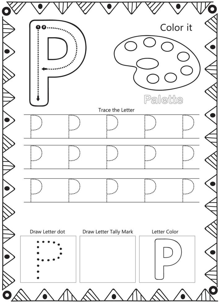 página para colorear de trazado de letras del alfabeto vector