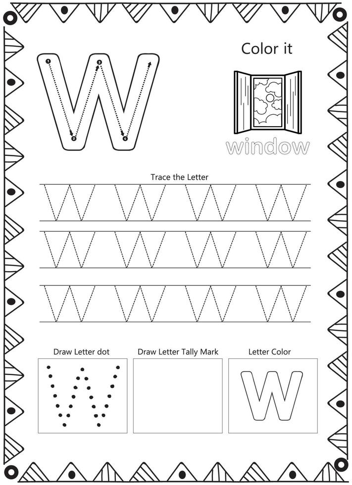 página para colorear de trazado de letras del alfabeto vector