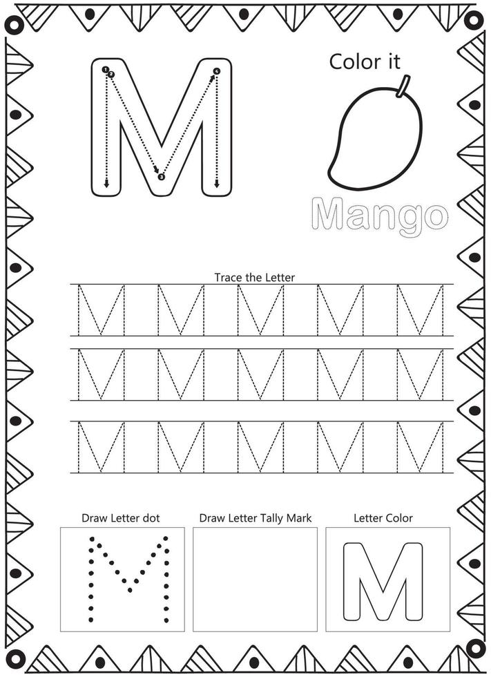 página para colorear de trazado de letras del alfabeto vector