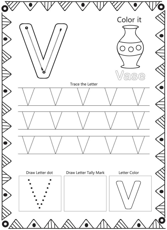 página para colorear de trazado de letras del alfabeto vector