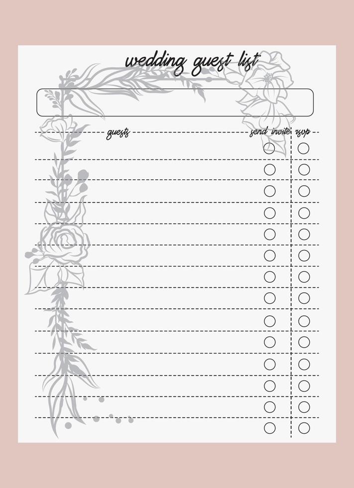 Wedding Guest List vector