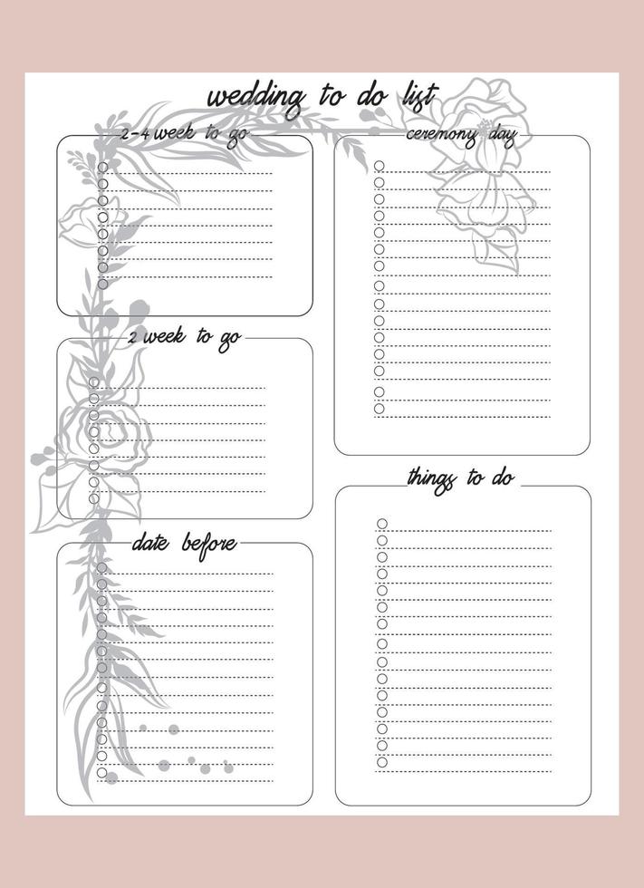 Wedding To Do List vector