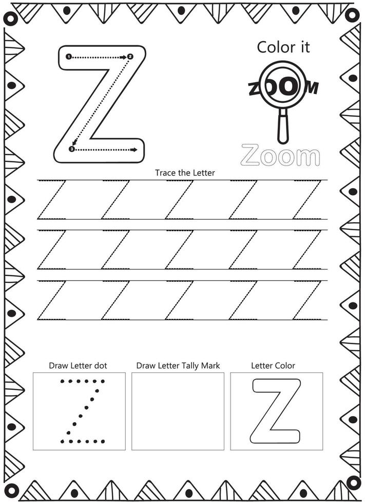 página para colorear de trazado de letras del alfabeto vector