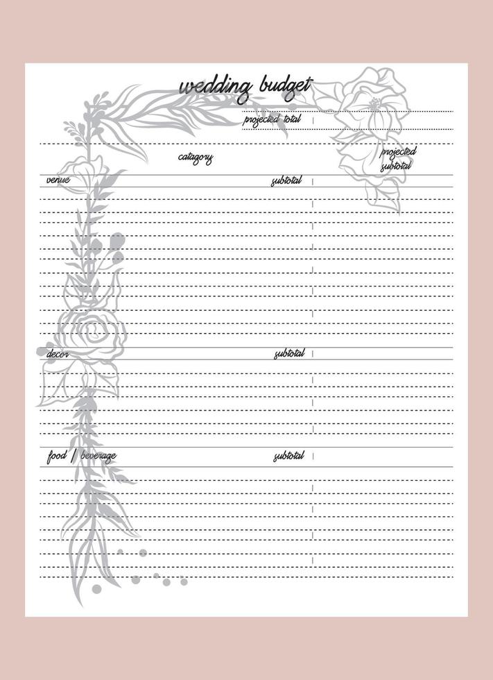 Wedding budget planner vector