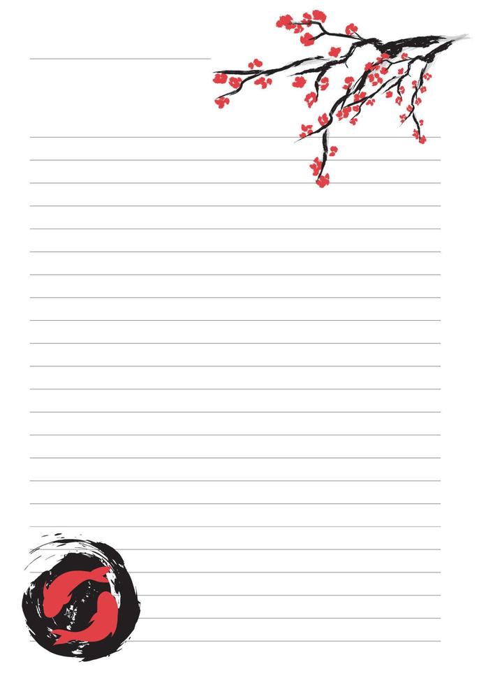 Floral Note Paper With Line vector